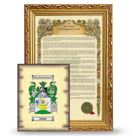 Zincke Framed History and Coat of Arms Print - Gold