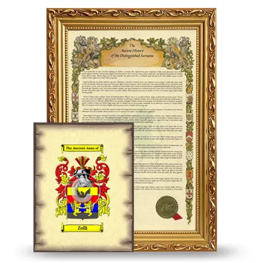 Zolli Framed History and Coat of Arms Print - Gold