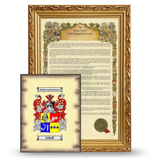 Zuboff Framed History and Coat of Arms Print - Gold
