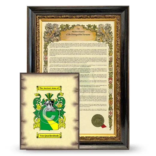 Van Quackenbush Framed History and Coat of Arms Print - Heirloom