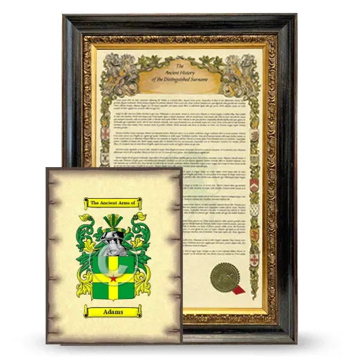 Adams Framed History and Coat of Arms Print - Heirloom
