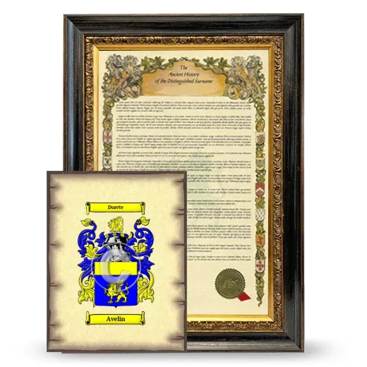Avelin Framed History and Coat of Arms Print - Heirloom