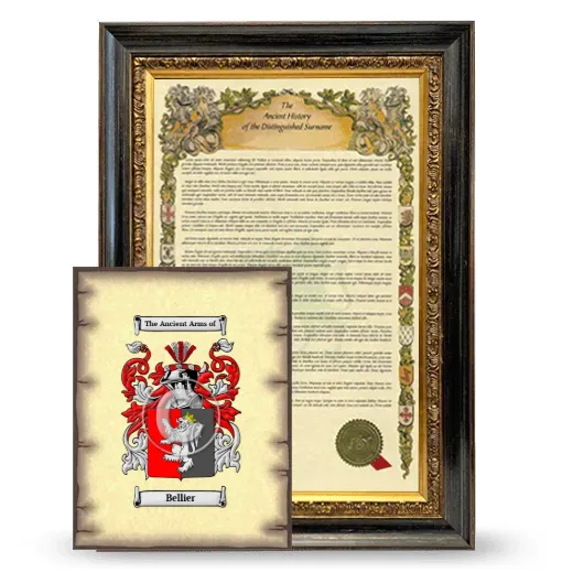 Bellier Framed History and Coat of Arms Print - Heirloom