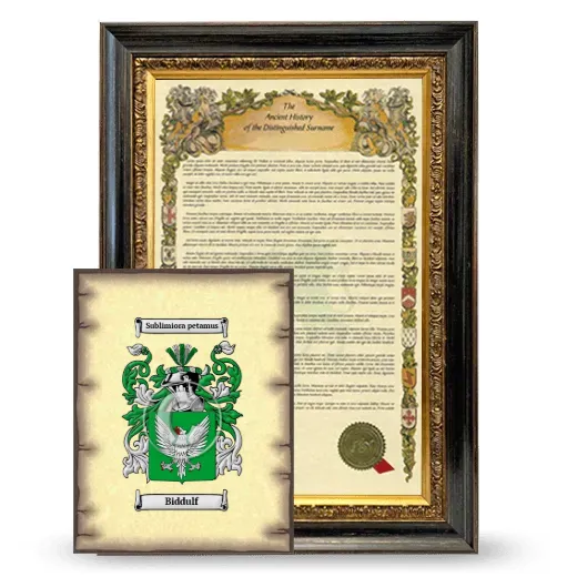Biddulf Framed History and Coat of Arms Print - Heirloom