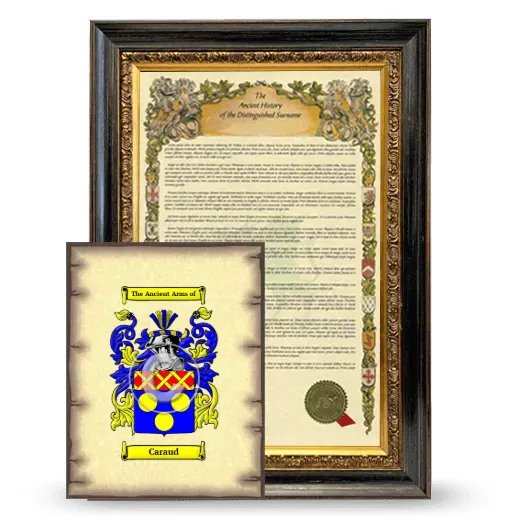 Caraud Framed History and Coat of Arms Print - Heirloom