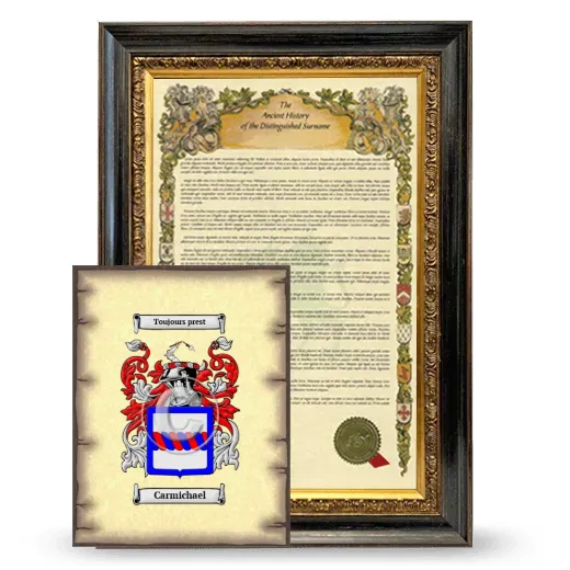 Carmichael Framed History and Coat of Arms Print - Heirloom