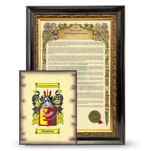 Chambeny Framed History and Coat of Arms Print - Heirloom