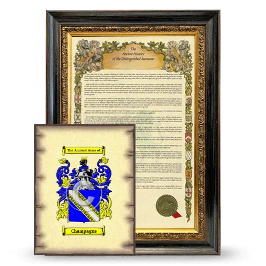 Champagne Framed History and Coat of Arms Print - Heirloom