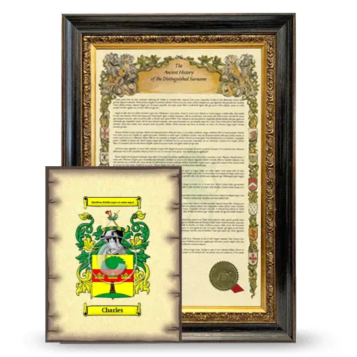 Charles Framed History and Coat of Arms Print - Heirloom