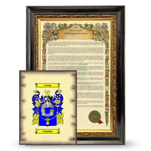 Comines Framed History and Coat of Arms Print - Heirloom