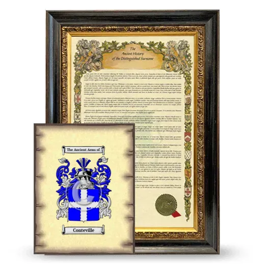 Conteville Framed History and Coat of Arms Print - Heirloom