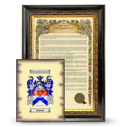 Curtain Framed History and Coat of Arms Print - Heirloom