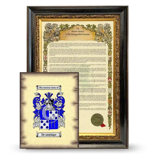 De santiago Framed History and Coat of Arms Print - Heirloom