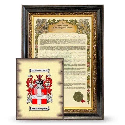 De-la-chapelle Framed History and Coat of Arms Print - Heirloom