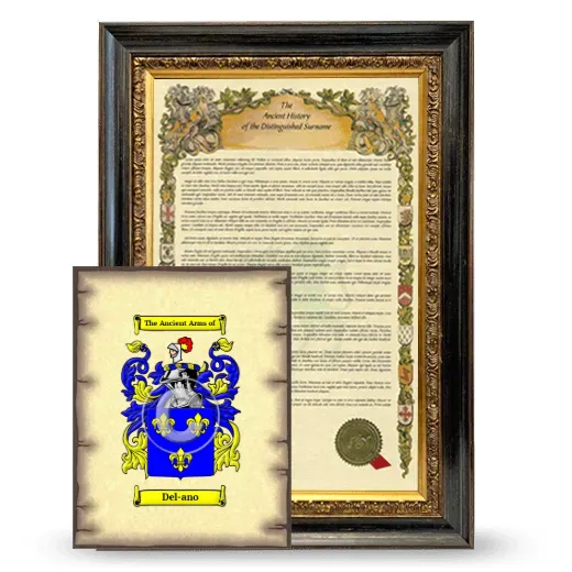 Del-ano Framed History and Coat of Arms Print - Heirloom
