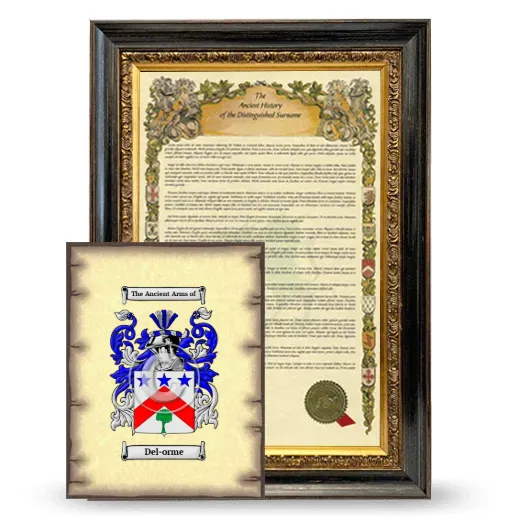 Del-orme Framed History and Coat of Arms Print - Heirloom