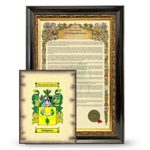 Delaparra Framed History and Coat of Arms Print - Heirloom