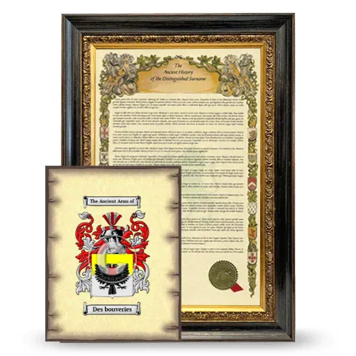 Des bouveries Framed History and Coat of Arms Print - Heirloom