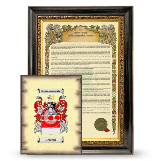 Devereu Framed History and Coat of Arms Print - Heirloom