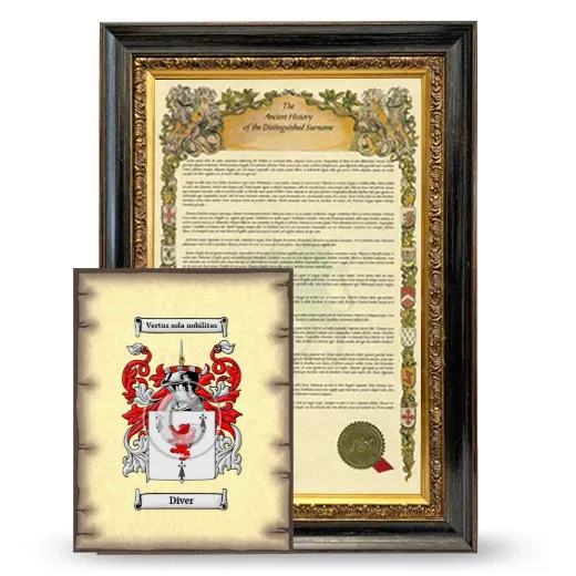 Diver Framed History and Coat of Arms Print - Heirloom