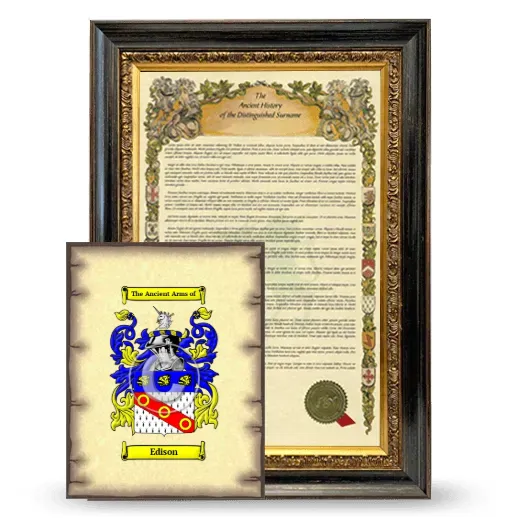 Edison Framed History and Coat of Arms Print - Heirloom