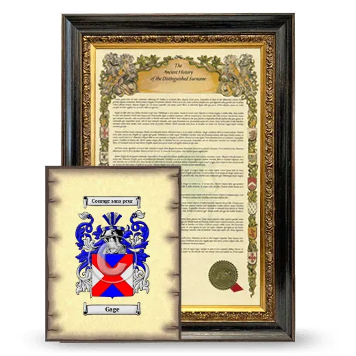 Gage Framed History and Coat of Arms Print - Heirloom