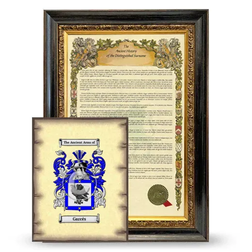 Garcés Framed History and Coat of Arms Print - Heirloom
