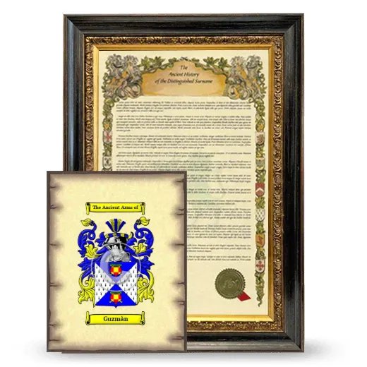 Guzmàn Framed History and Coat of Arms Print - Heirloom