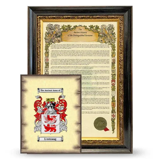 L'estrang Framed History and Coat of Arms Print - Heirloom