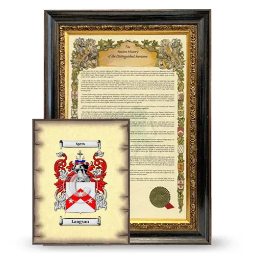 Langsan Framed History and Coat of Arms Print - Heirloom