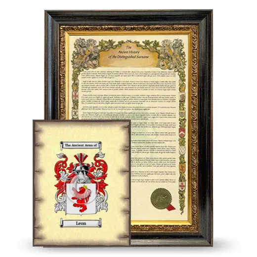 Leon Framed History and Coat of Arms Print - Heirloom