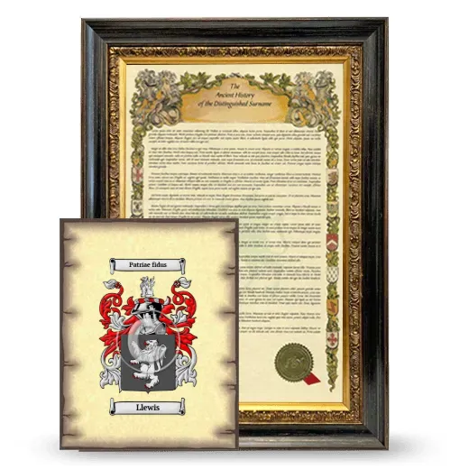 Llewis Framed History and Coat of Arms Print - Heirloom