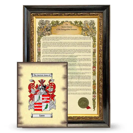 Luco Framed History and Coat of Arms Print - Heirloom