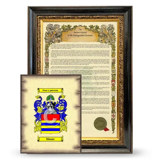 Manar Framed History and Coat of Arms Print - Heirloom