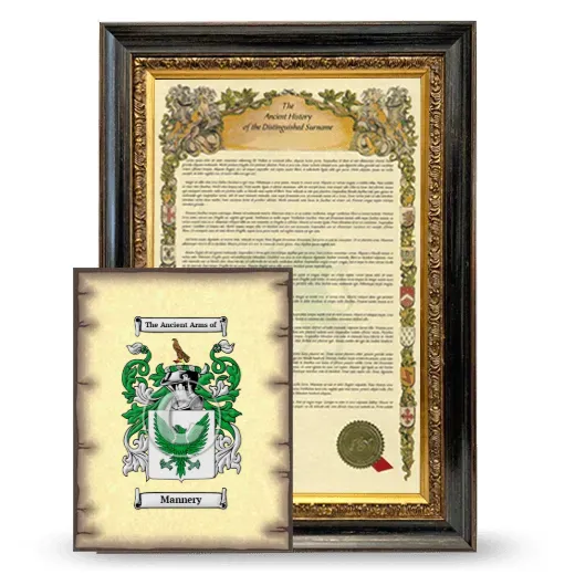 Mannery Framed History and Coat of Arms Print - Heirloom