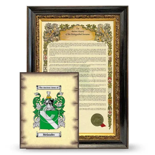 Melander Framed History and Coat of Arms Print - Heirloom