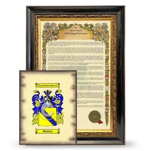 Menton Framed History and Coat of Arms Print - Heirloom