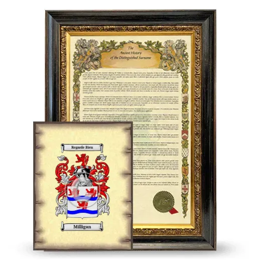 Milligan Framed History and Coat of Arms Print - Heirloom