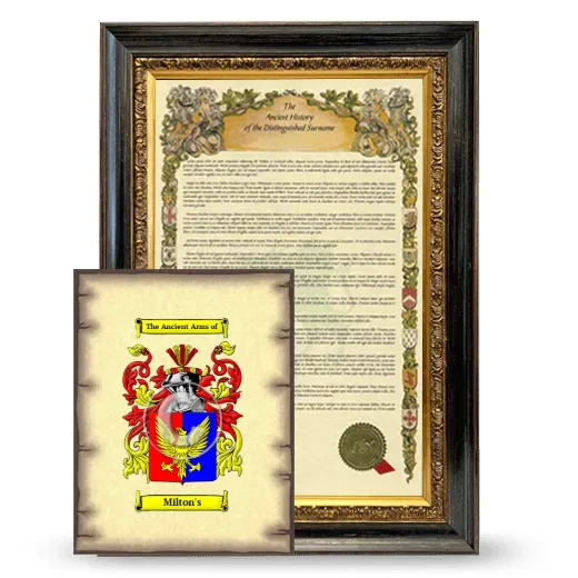 Milton's Framed History and Coat of Arms Print - Heirloom