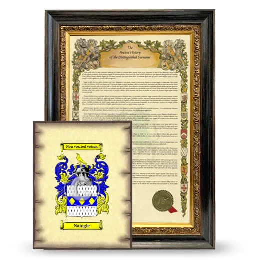 Naingle Framed History and Coat of Arms Print - Heirloom