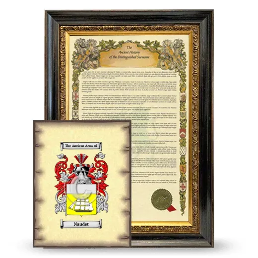 Naudet Framed History and Coat of Arms Print - Heirloom