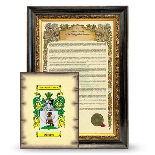 Oliveres Framed History and Coat of Arms Print - Heirloom