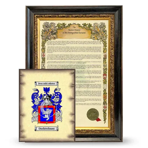 Ouchterloney Framed History and Coat of Arms Print - Heirloom