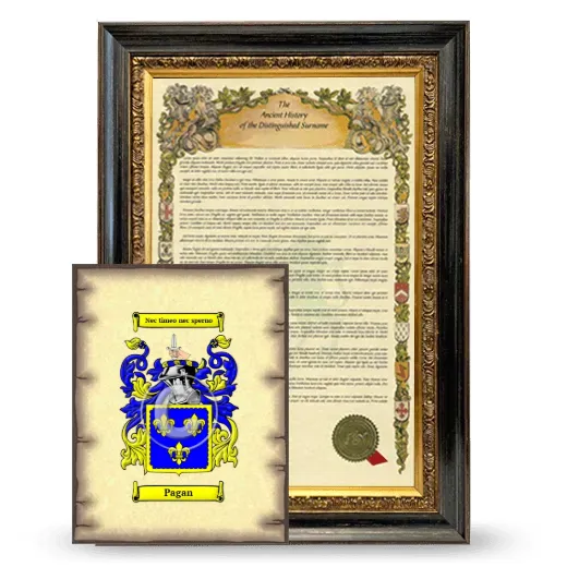 Pagan Framed History and Coat of Arms Print - Heirloom