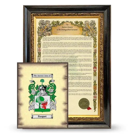 Pasquet Framed History and Coat of Arms Print - Heirloom