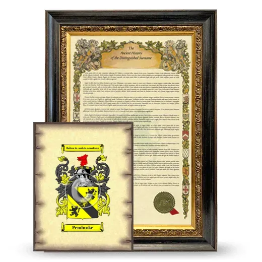 Pembroke Framed History and Coat of Arms Print - Heirloom