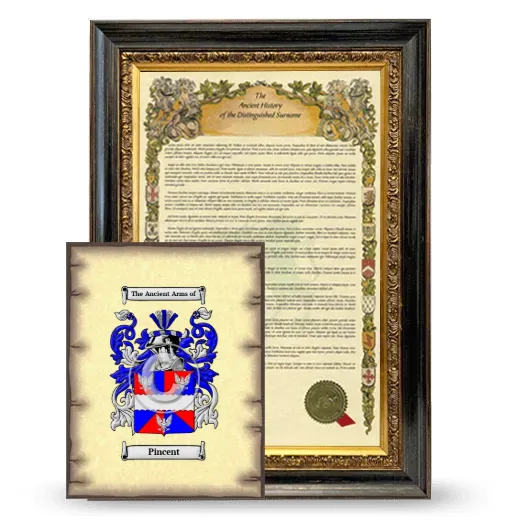 Pincent Framed History and Coat of Arms Print - Heirloom