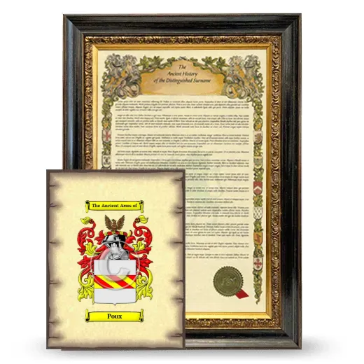 Poux Framed History and Coat of Arms Print - Heirloom