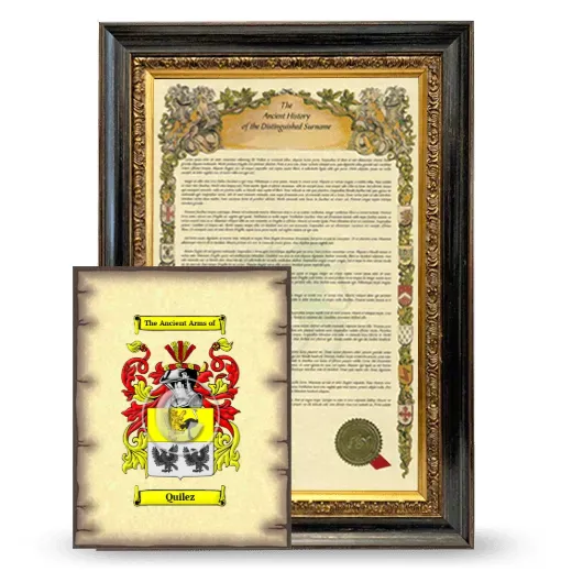Quilez Framed History and Coat of Arms Print - Heirloom