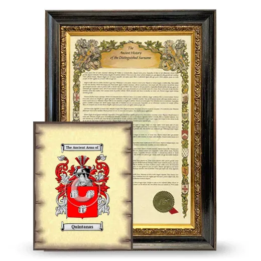 Quintanas Framed History and Coat of Arms Print - Heirloom